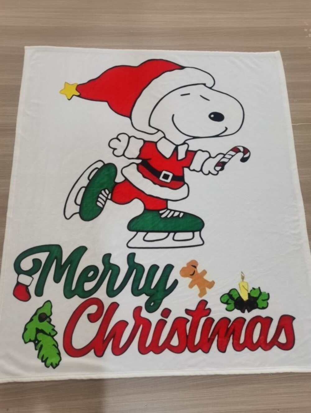 Snoopy Merry Christmas Holiday Throw Blanket - Red & Green